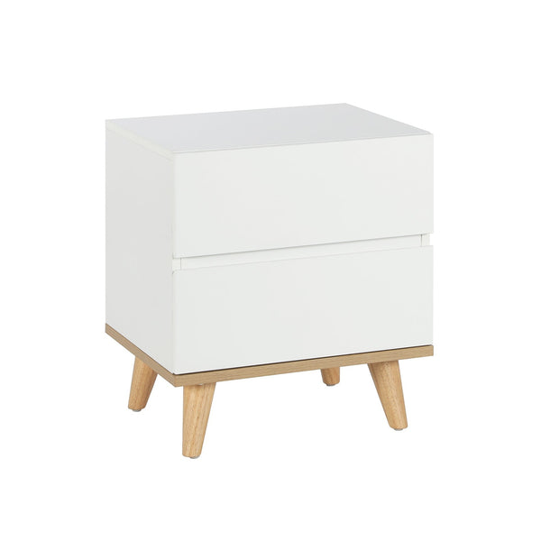 Hudson Wooden Bedside Table  - White 