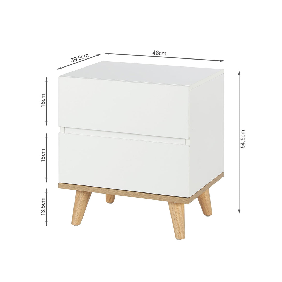 Hudson Wooden Bedside Table  - White 