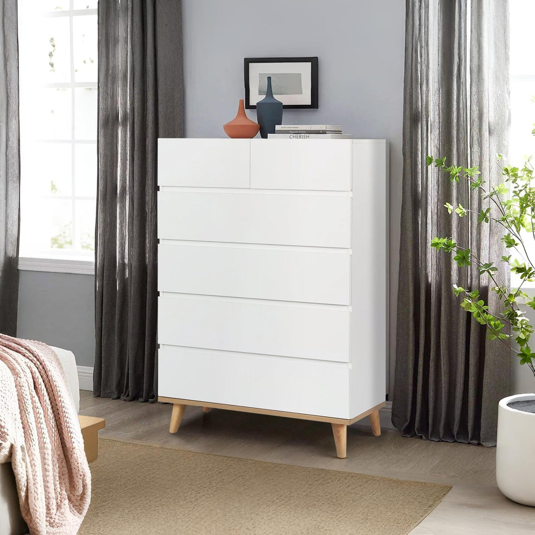 Hudson 6 Drawers Tallboy - White