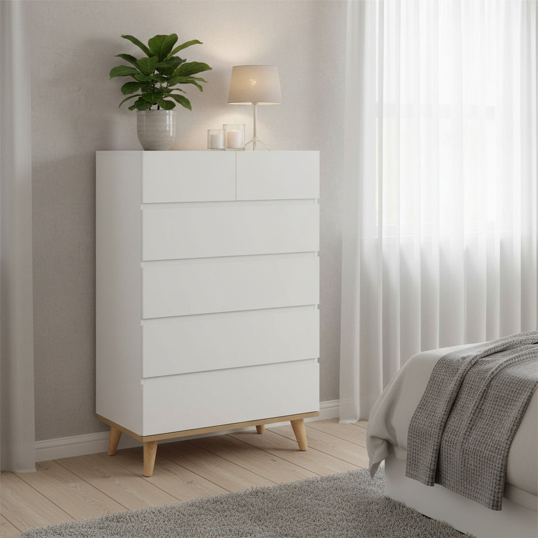 Hudson 6 Drawers Tallboy - White