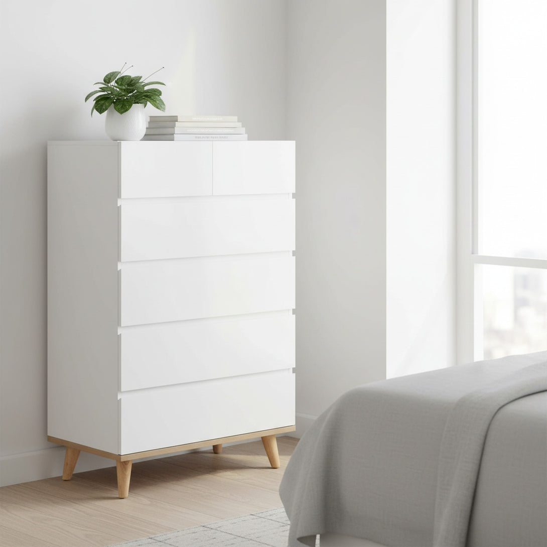 Hudson 6 Drawers Tallboy - White