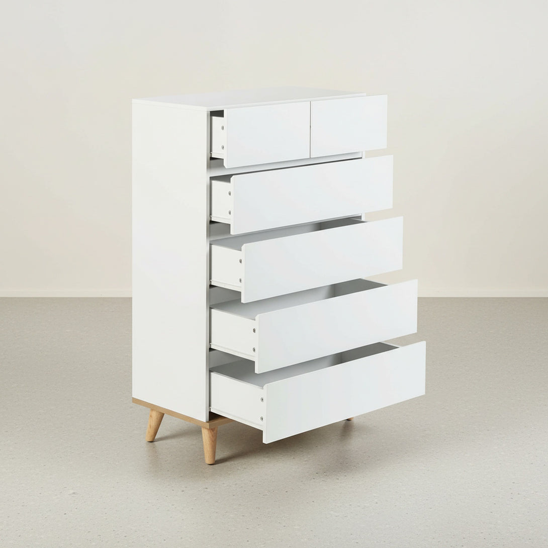 Hudson 6 Drawers Tallboy - White