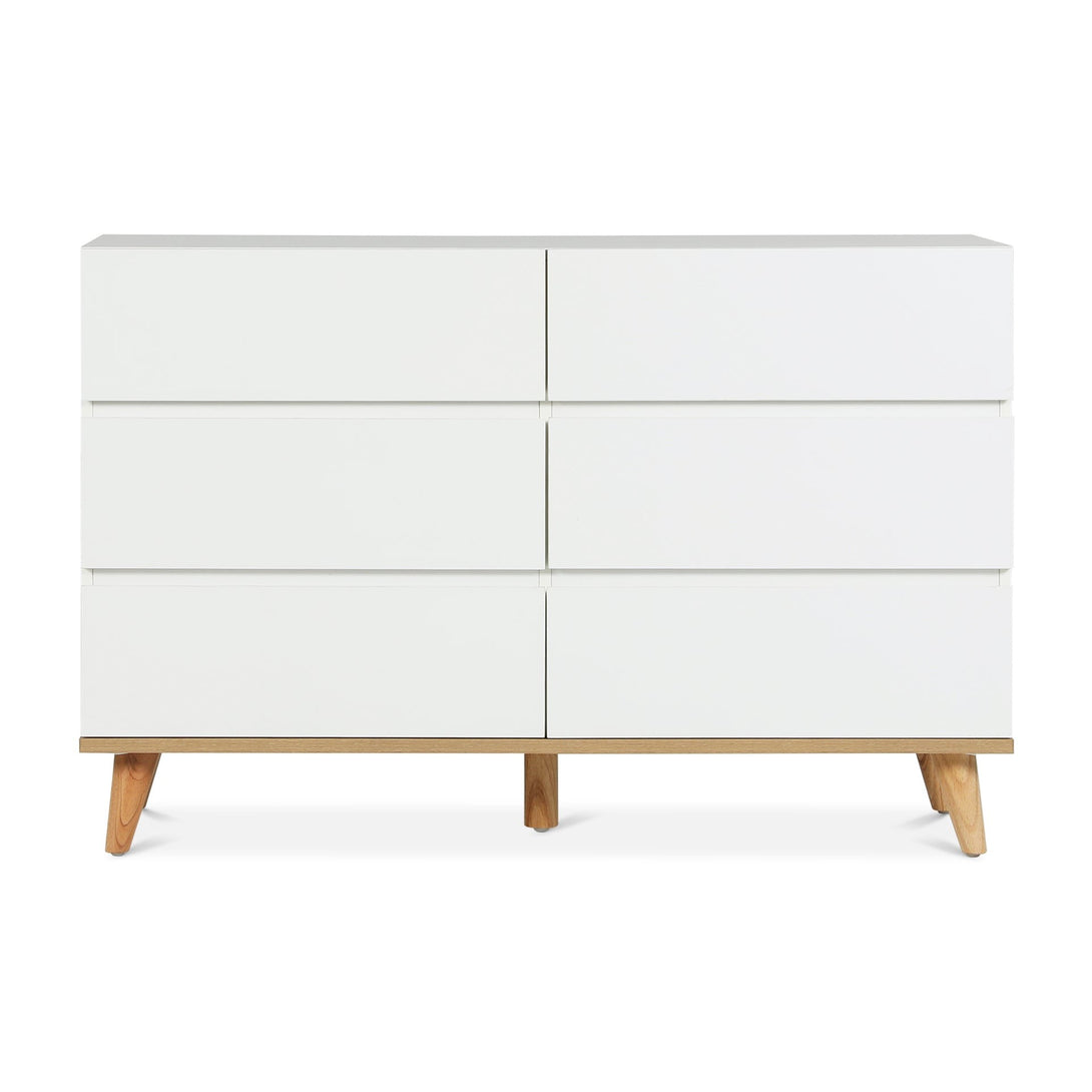 Hudson 6 Drawers Lowboy - White