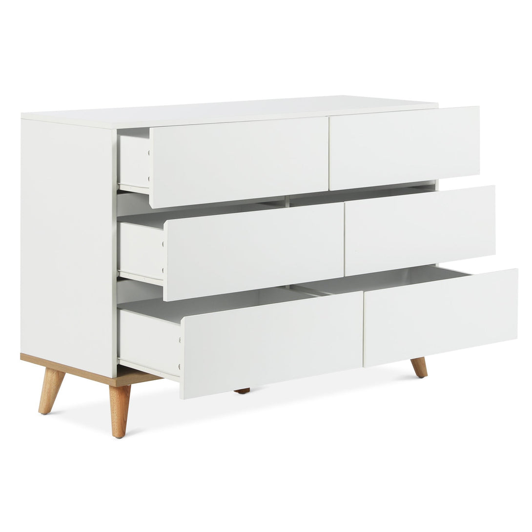 Hudson 6 Drawers Lowboy - White