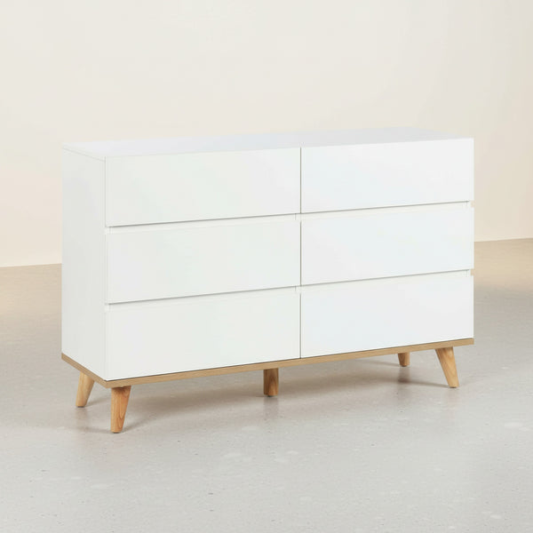 Hudson 6 Drawers Lowboy - White