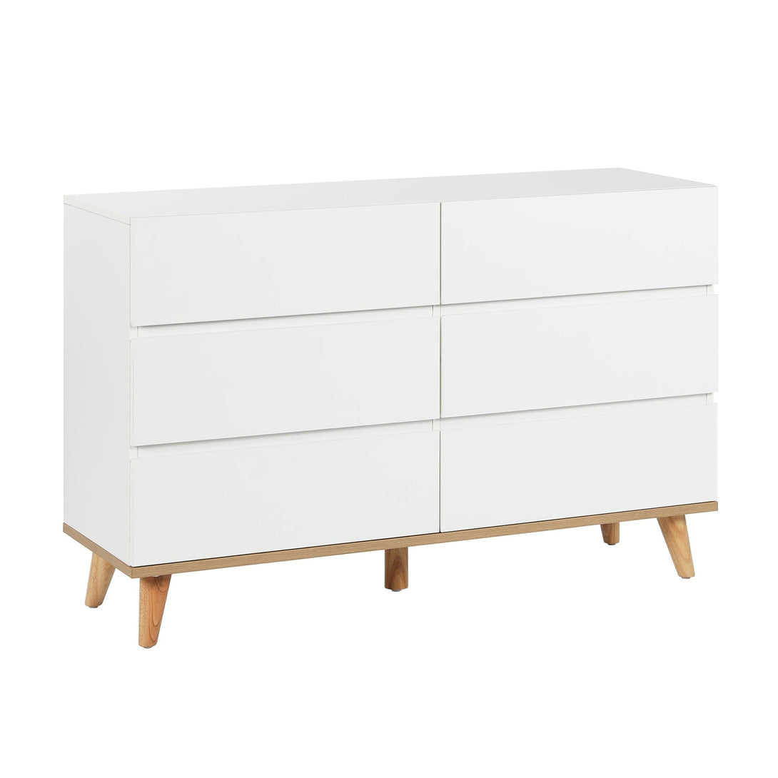 Hudson 6 Drawers Lowboy - White