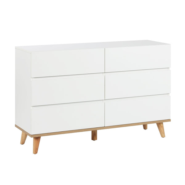 Hudson 6 Drawers Lowboy - White