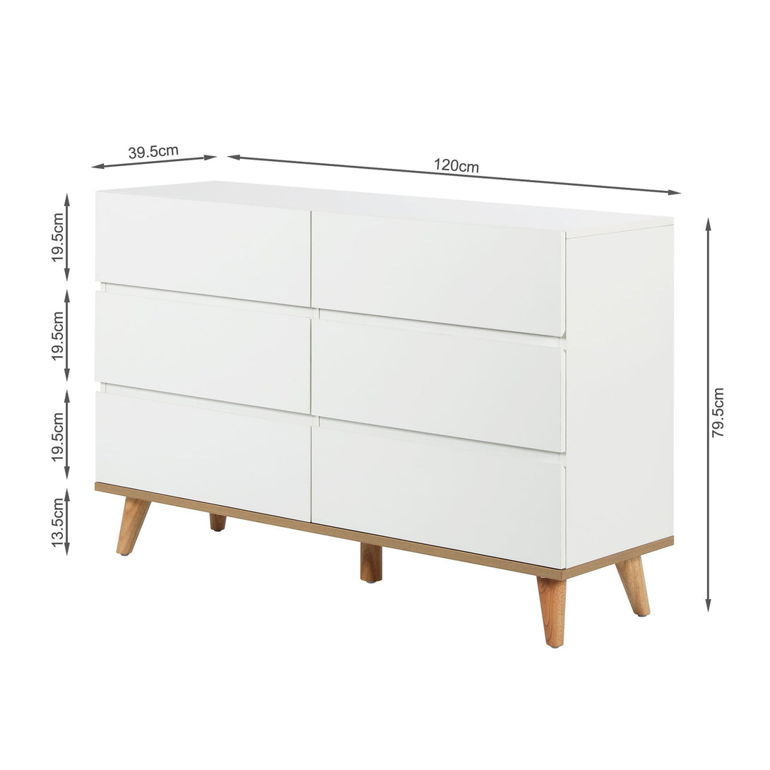 Hudson 6 Drawers Lowboy - White
