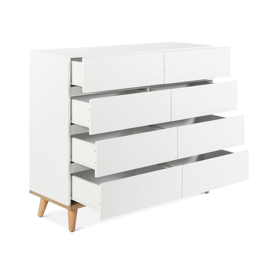 Hudson 8 Drawers Lowboy - White