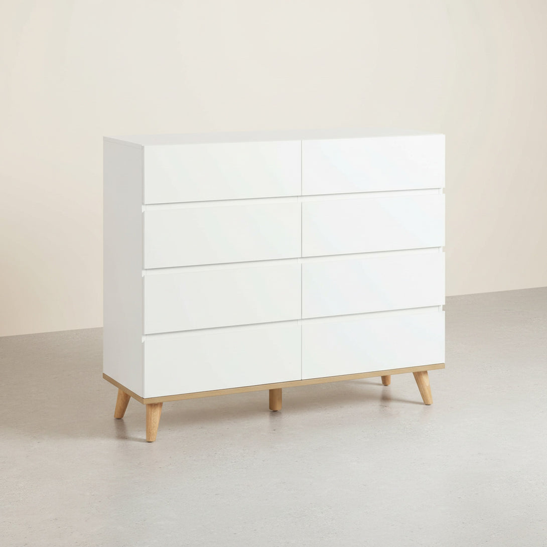 Hudson 8 Drawers Lowboy - White
