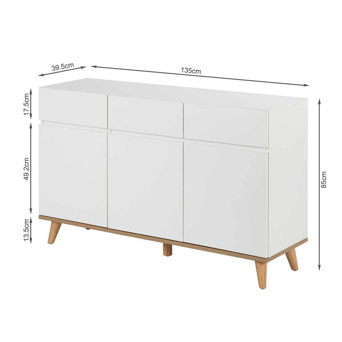 Hudson 1.35m Sideboard Buffet Table - White 
