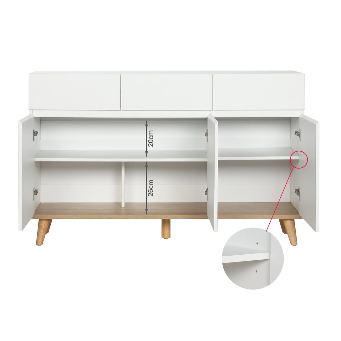 Hudson 1.35m Sideboard Buffet Table - White 