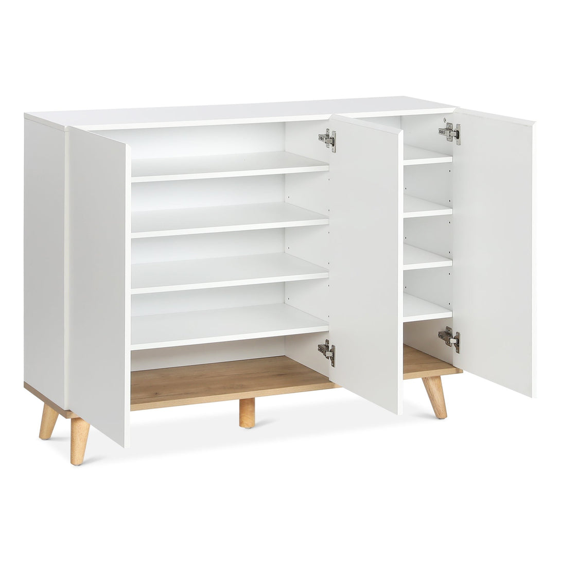 Hudson 3 Door Shoe Cabinet Storage Rack - White