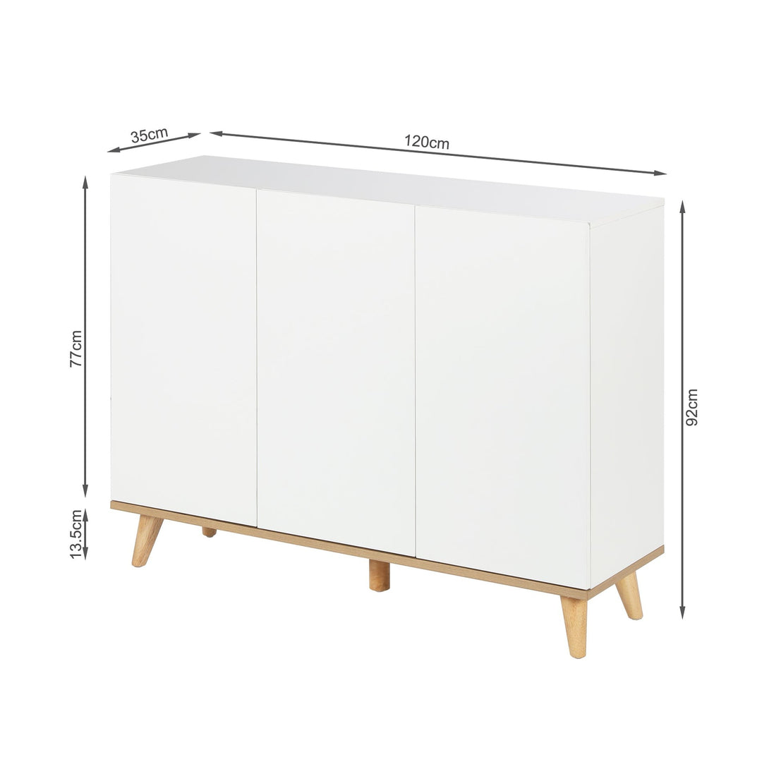 Hudson 3 Door Shoe Cabinet Storage Rack - White