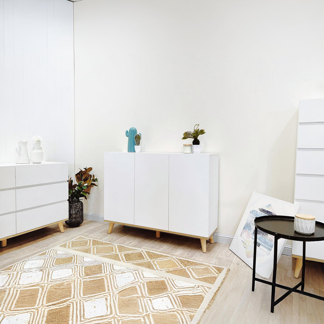 Hudson 3 Door Shoe Cabinet Storage Rack - White