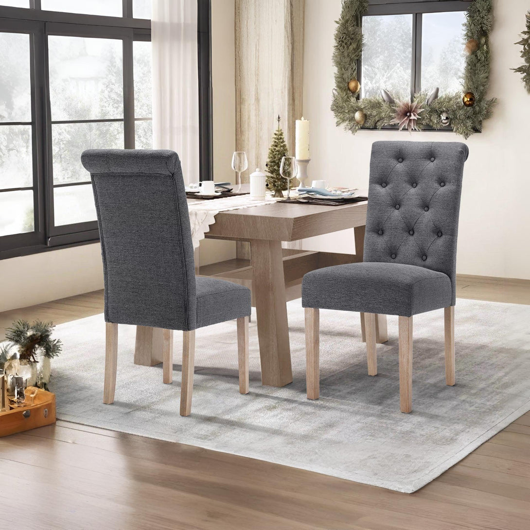 Zoey Upholstered Dining Chair - Set of 2 - Dark Grey