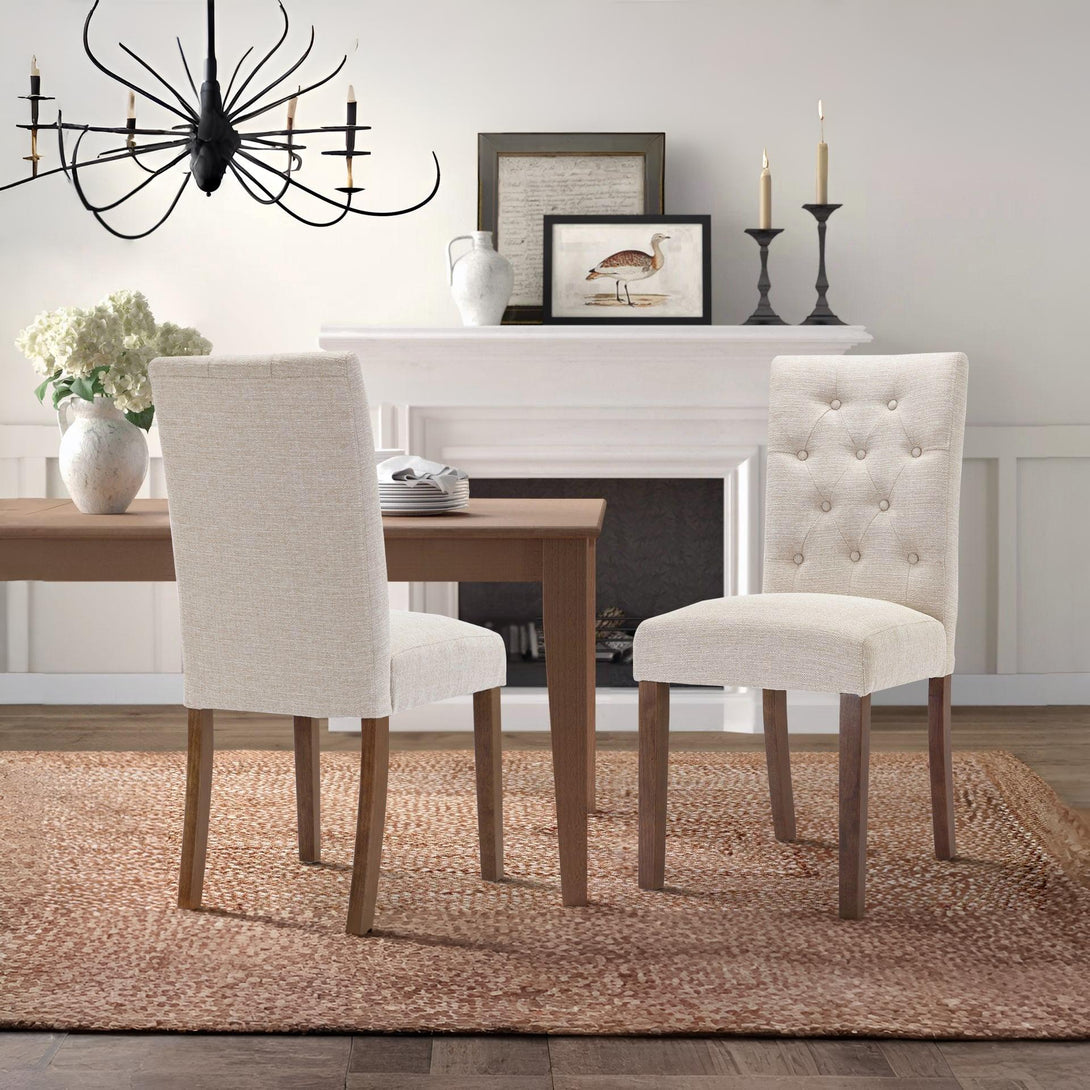 Lucia Upholstered Dining Chair - Set of 2 - Beige