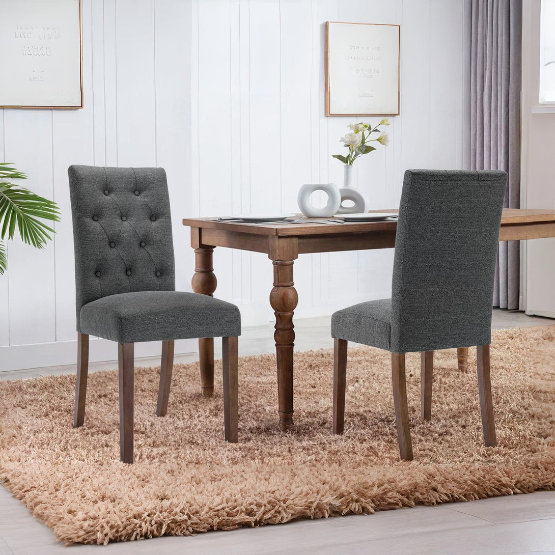 Lucia Upholstered Dining Chair - Set of 2 - Dark Grey