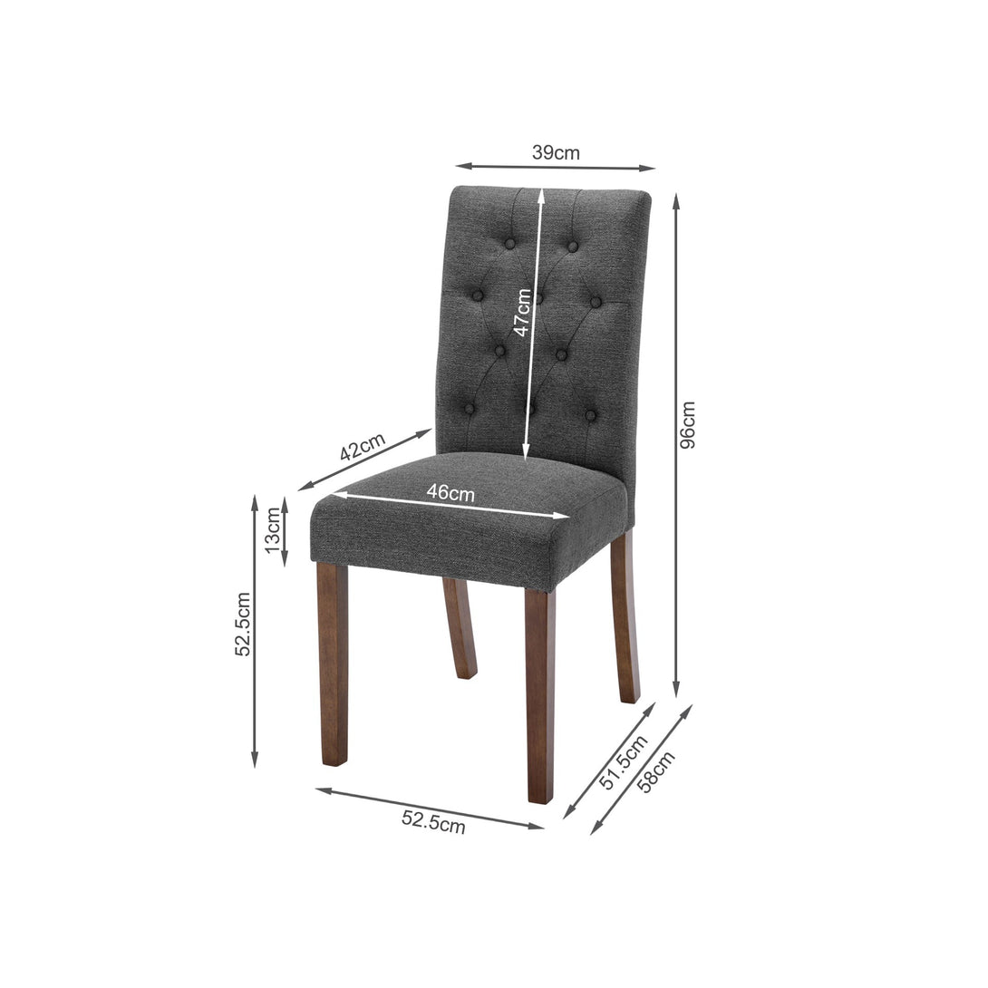 Lucia Upholstered Dining Chair - Set of 2 - Dark Grey