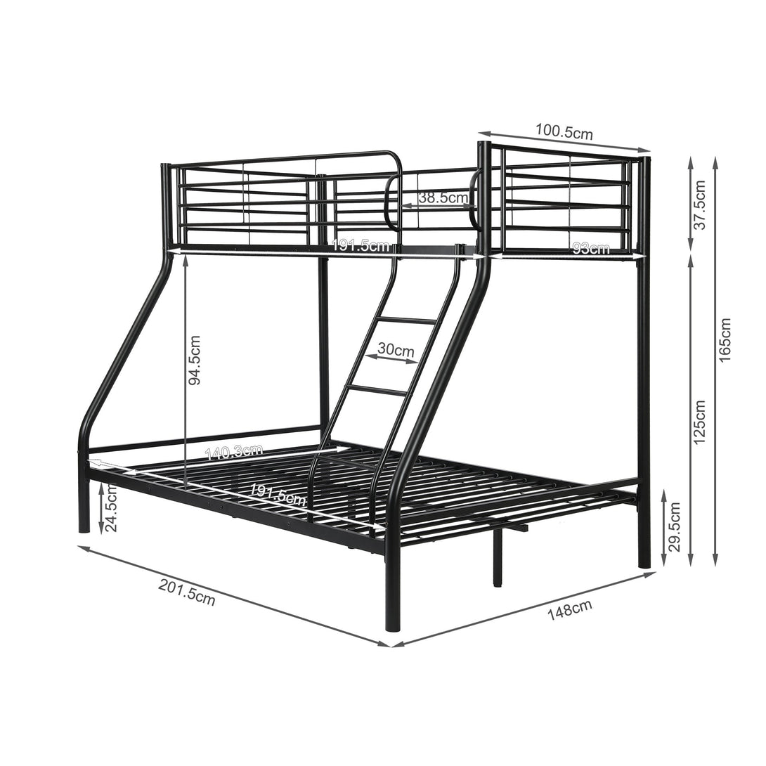 Dobson Metal Triple Bunk Bed - Black