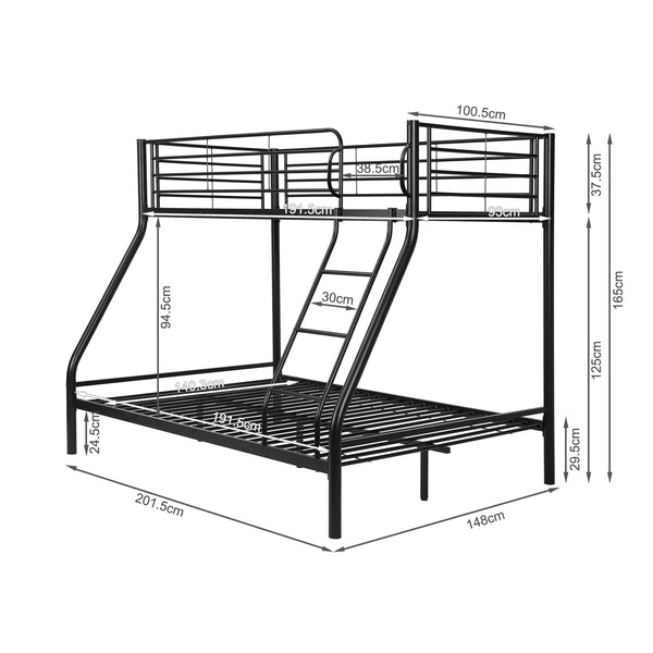 Dobson Metal Triple Bunk Bed - Black
