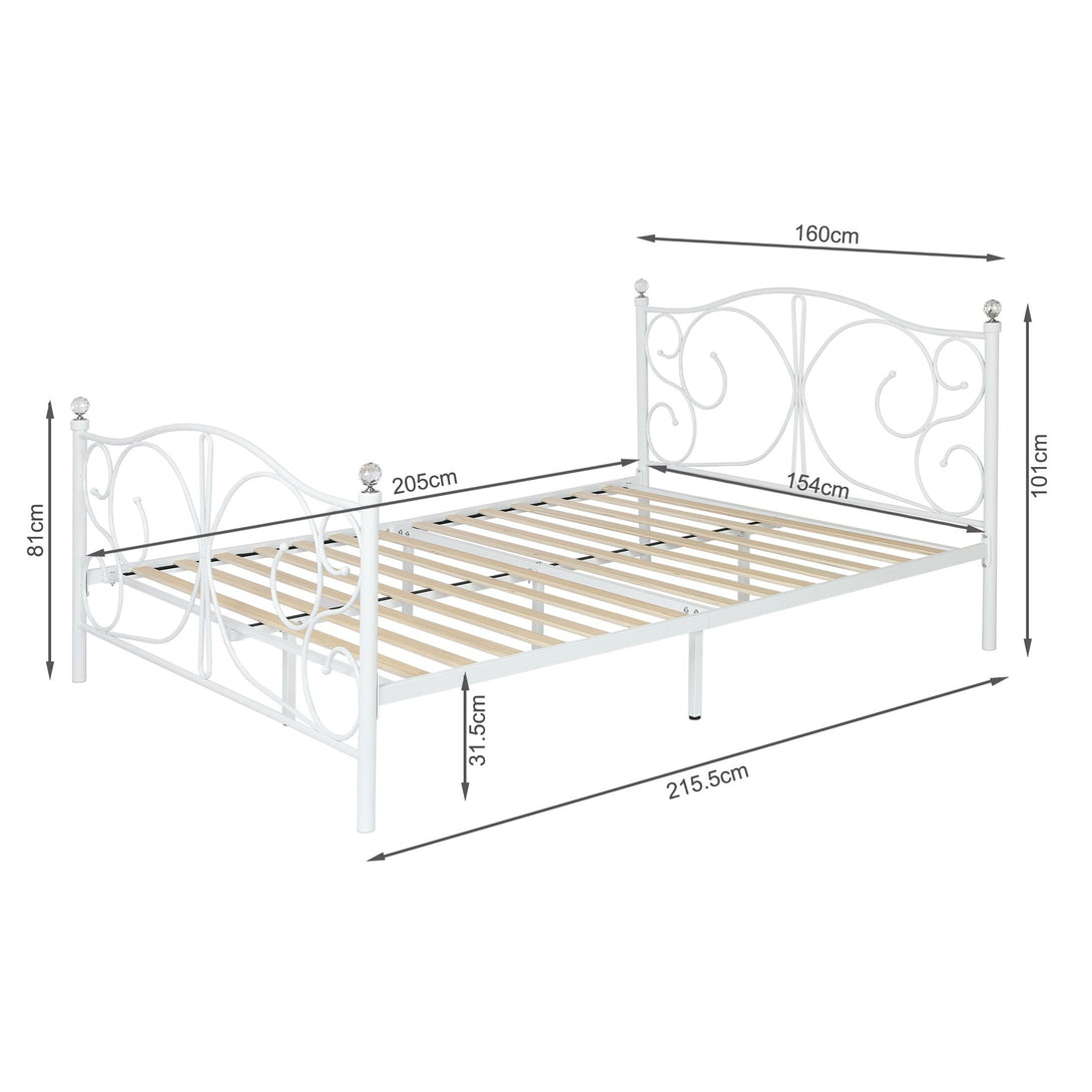 Manaia Queen Metal Bed Frame - White