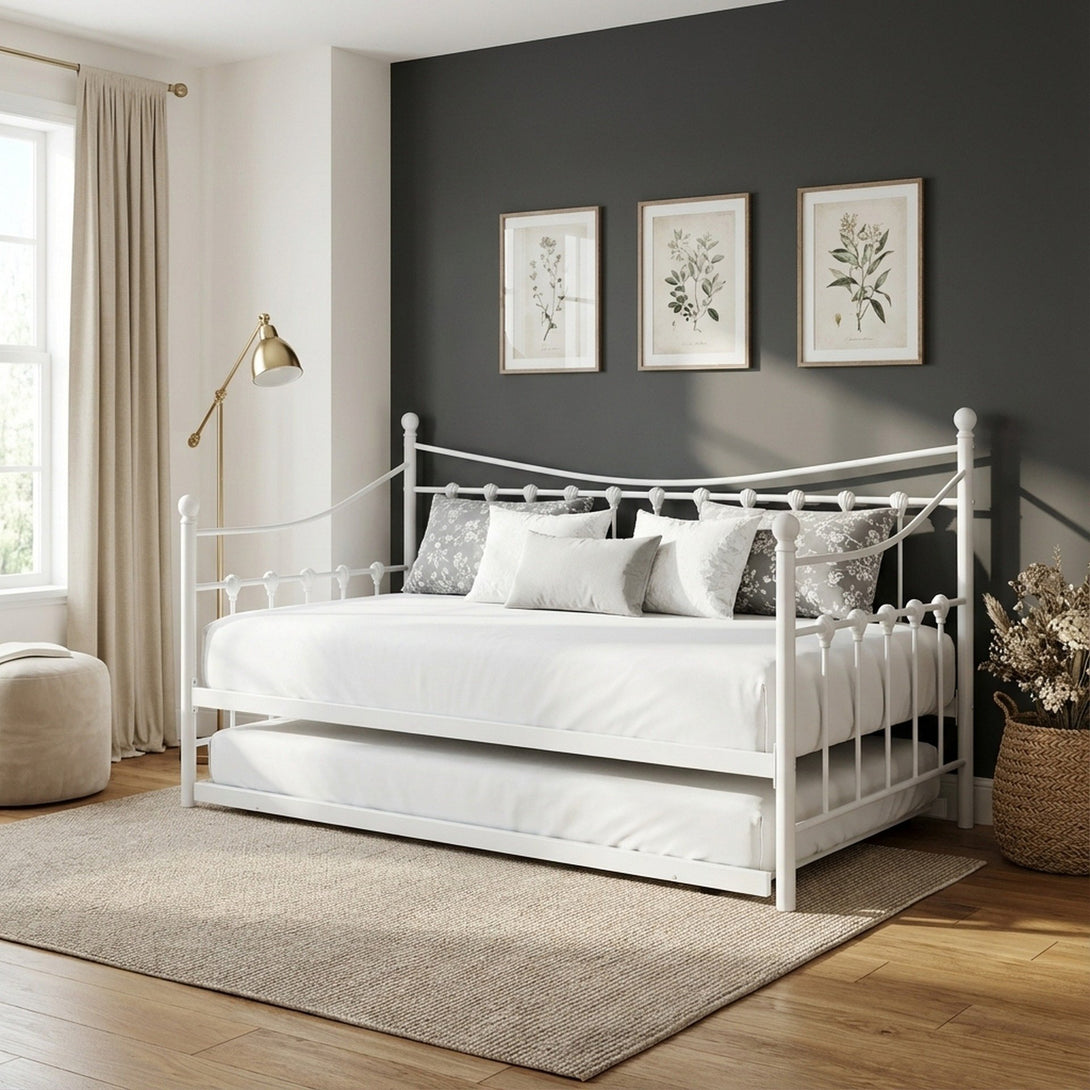 Hartz Single Metal Trundle Bed Frame - White