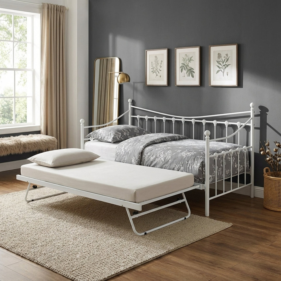 Hartz Single Metal Trundle Bed Frame - White