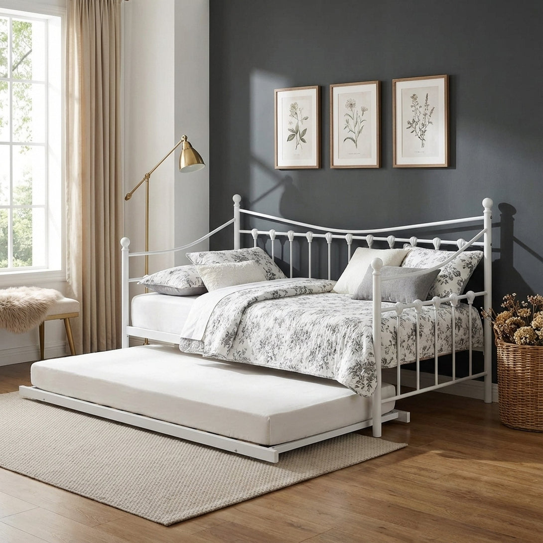 Hartz Single Metal Trundle Bed Frame - White