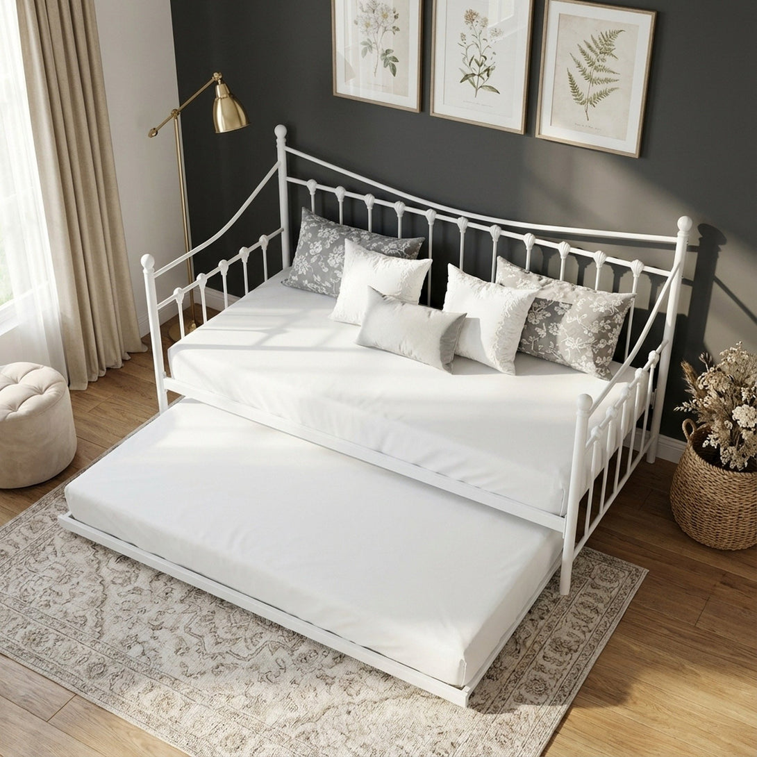 Hartz Single Metal Trundle Bed Frame - White