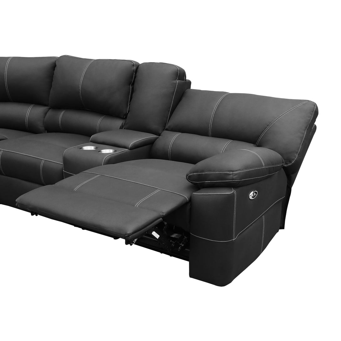 Kingston Electric Recliner Corner Sofa - Black
