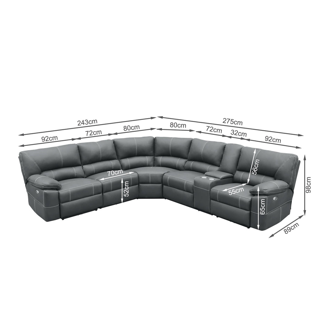 Kingston Electric Recliner Corner Sofa - Grey