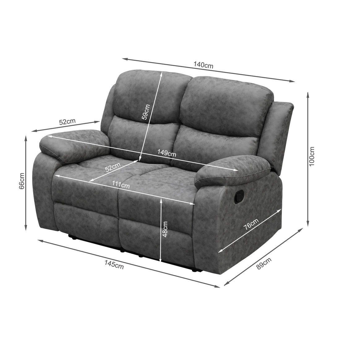 Wilson Manual 2 Seater Recliner Sofa - Grey