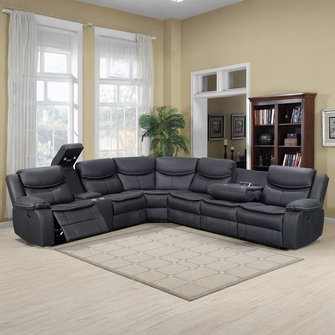 Mandan Electric Recliner Corner Sofa - Black