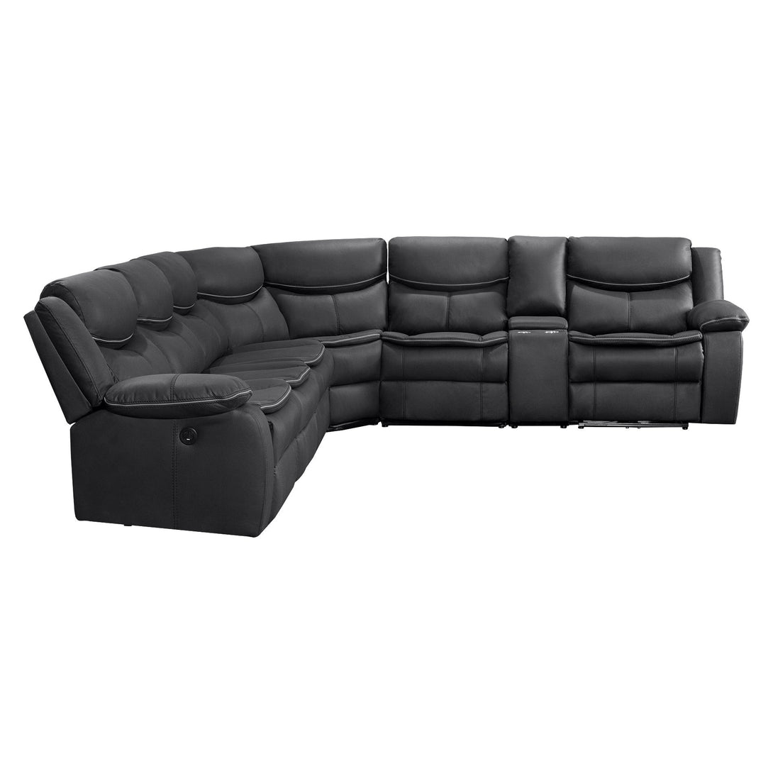 Mandan Electric Recliner Corner Sofa - Black
