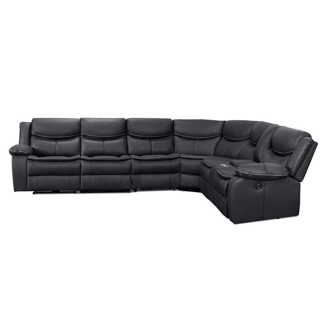 Mandan Electric Recliner Corner Sofa - Black