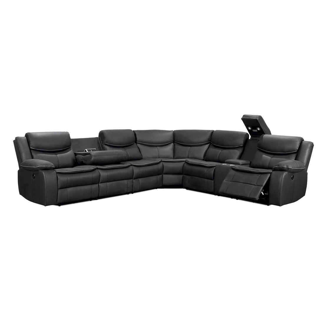 Mandan Electric Recliner Corner Sofa - Black