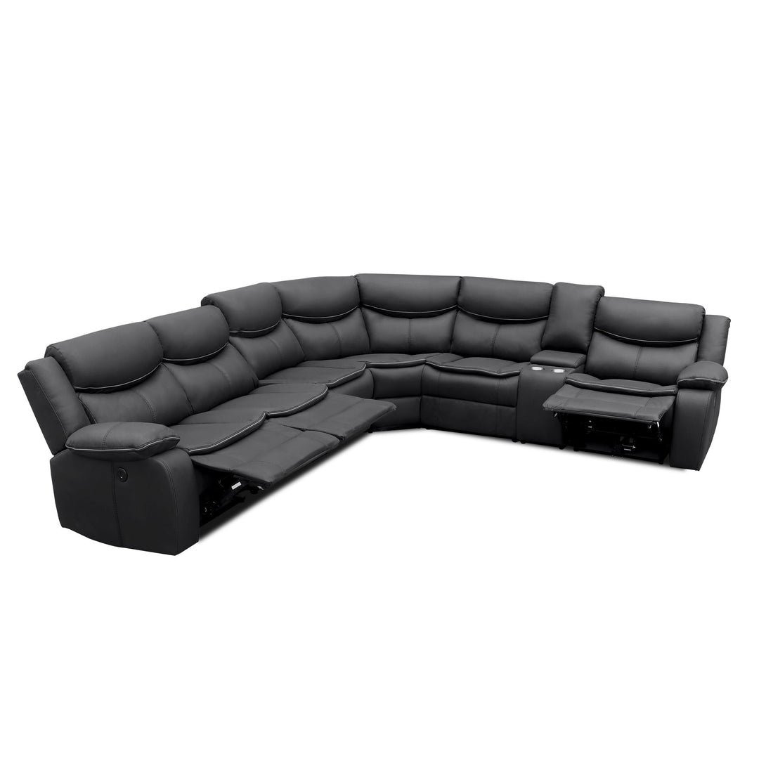Mandan Electric Recliner Corner Sofa - Black