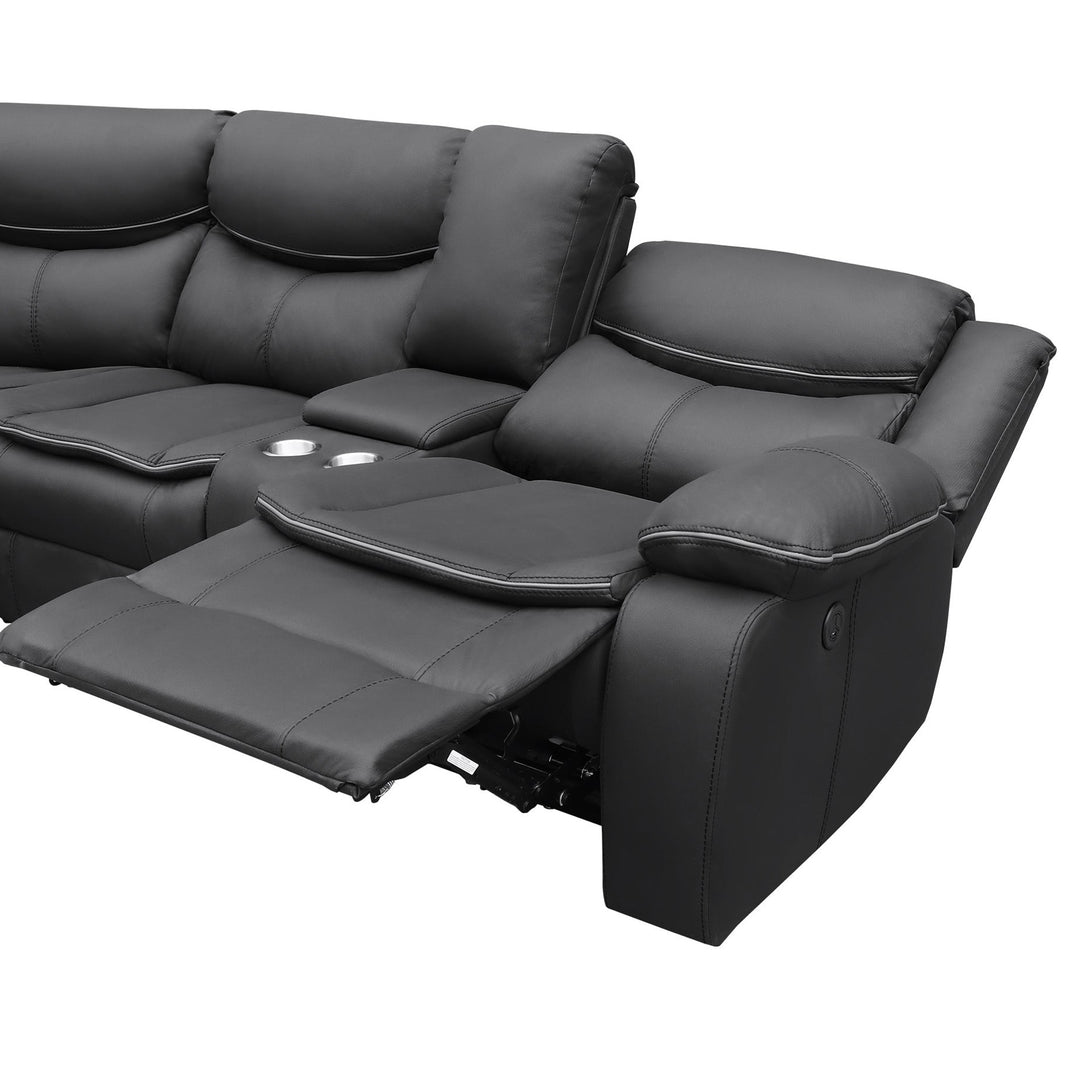 Mandan Electric Recliner Corner Sofa - Black