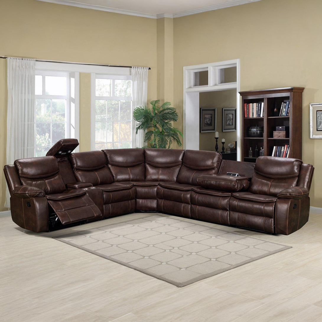 Mandan Manual Recliner Corner Sofa - Brown