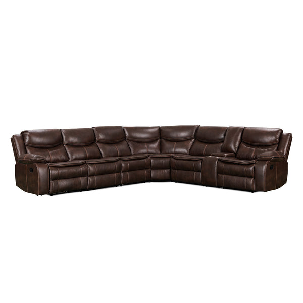 Mandan Manual Recliner Corner Sofa - Brown