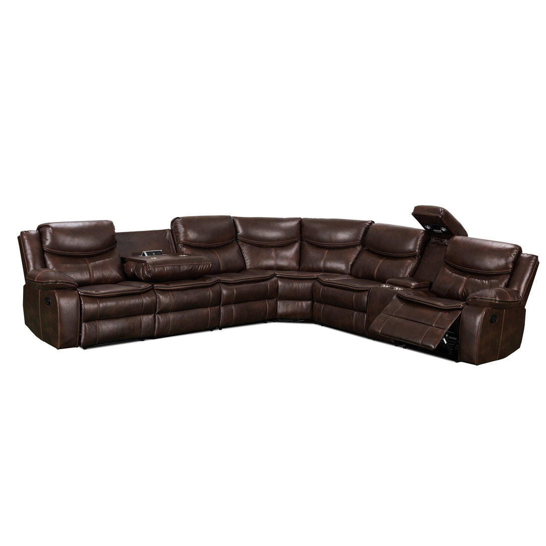 Mandan Manual Recliner Corner Sofa - Brown
