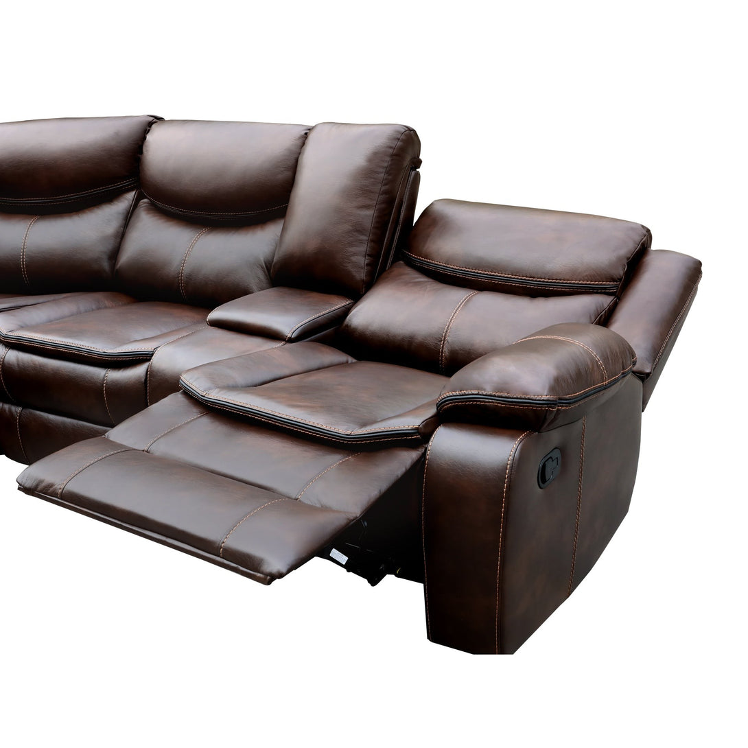 Mandan Manual Recliner Corner Sofa - Brown