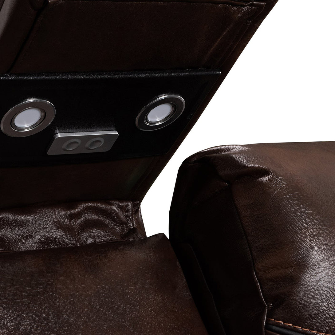 Mandan Manual Recliner Corner Sofa - Brown