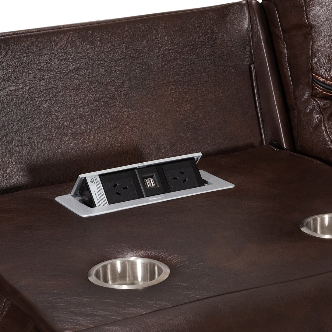 Mandan Manual Recliner Corner Sofa - Brown