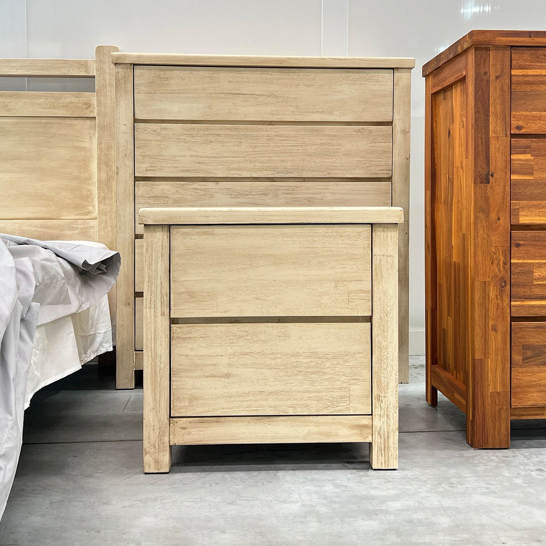 Martos Solid Acacia Wood Bedside Table - Briar Smoke