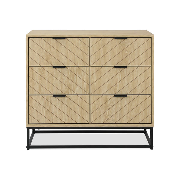 Crovo Wooden 6 Drawers Lowboy - Natural