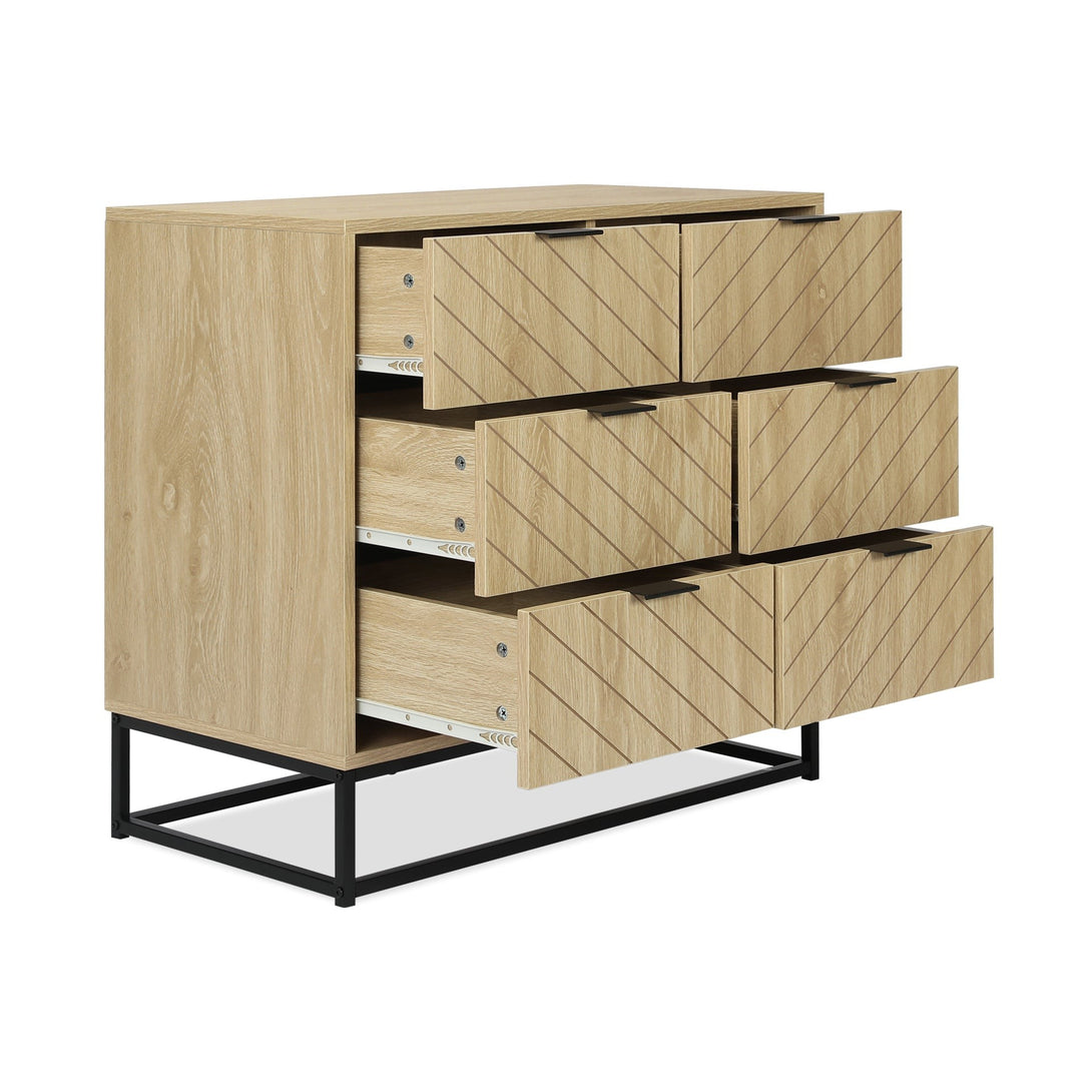 Crovo Wooden 6 Drawers Lowboy - Natural