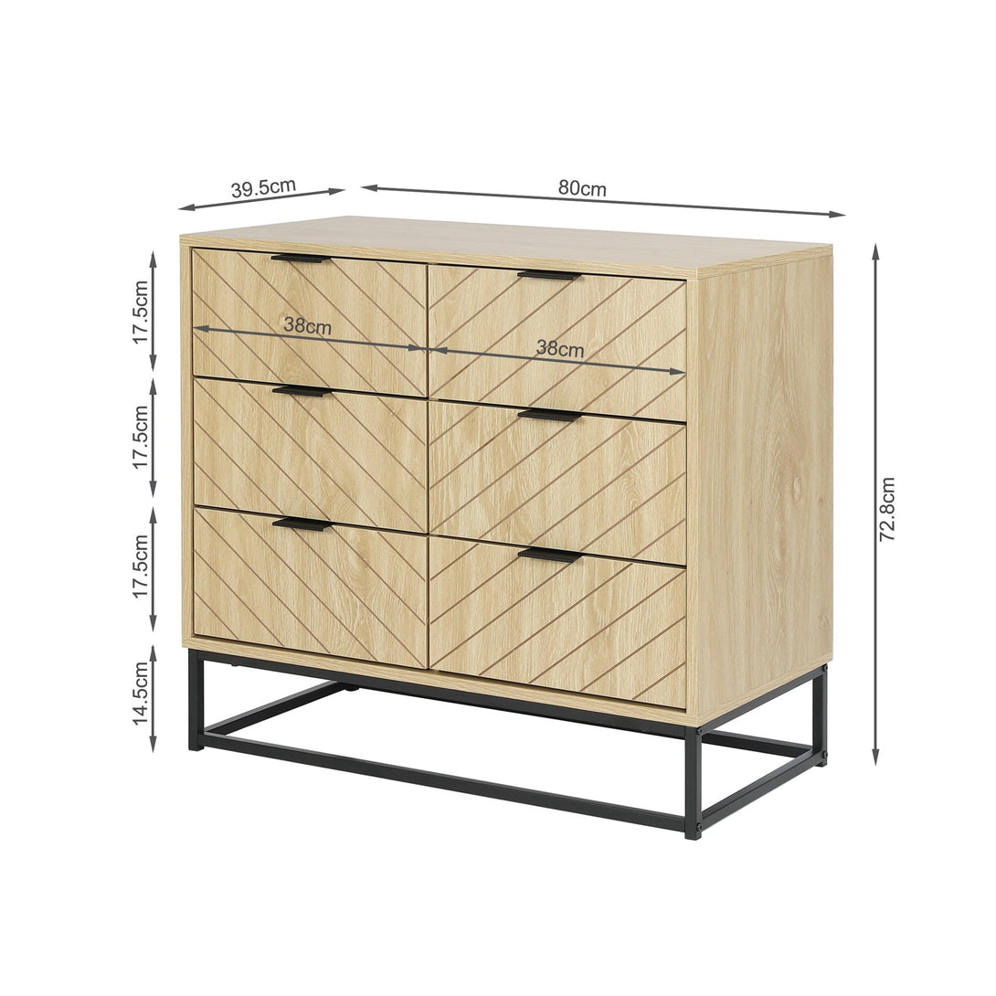 Crovo Wooden 6 Drawers Lowboy - Natural