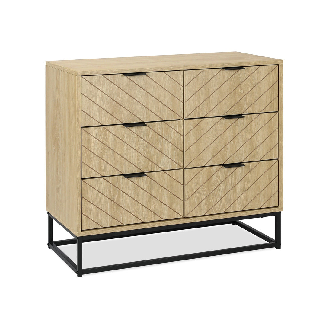 Crovo Wooden 6 Drawers Lowboy - Natural